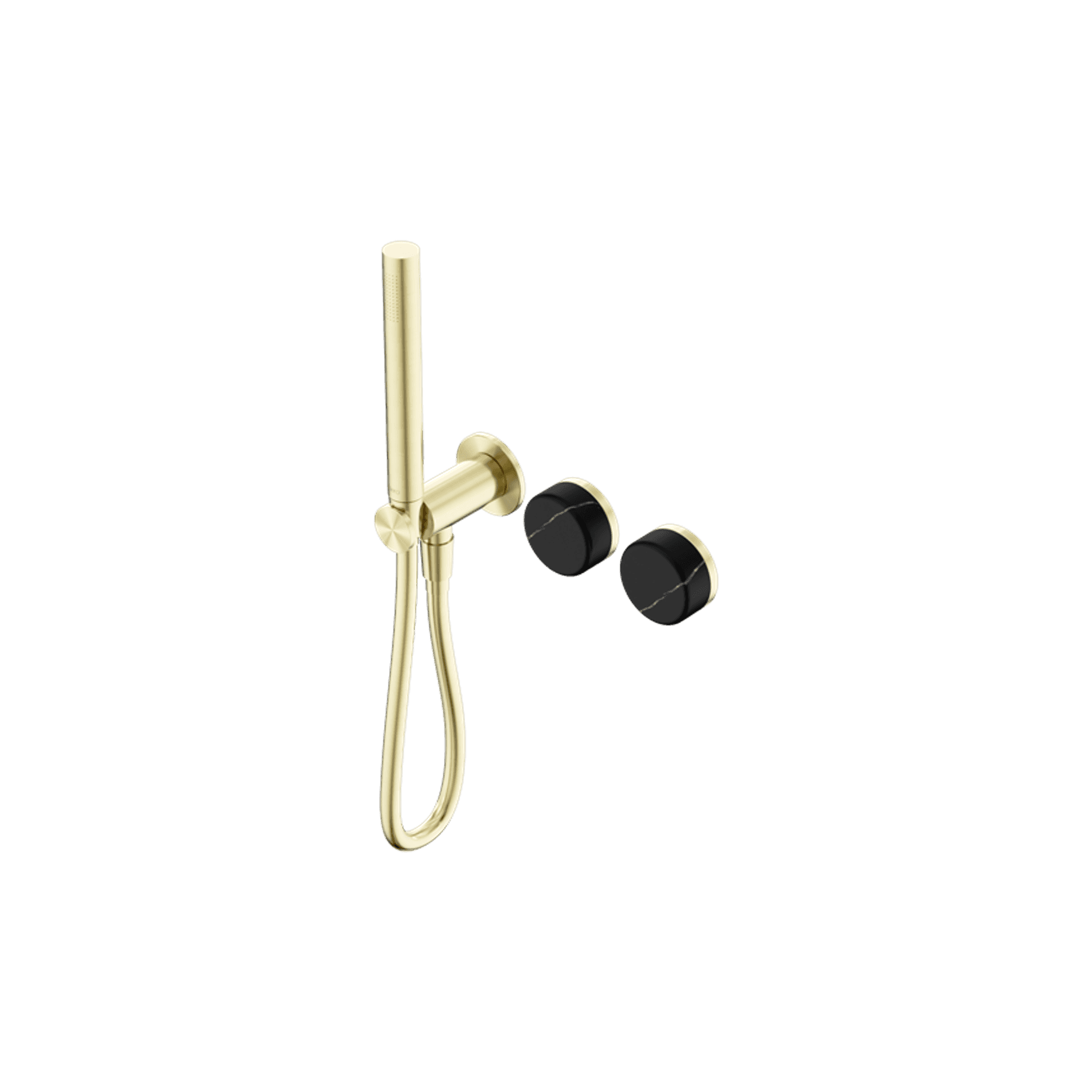 Serenity Shower System Marquina Black Handle And Slim Shower Brushed Gold