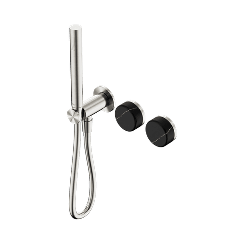 Serenity Shower System Marquina Black Handle And Slim Shower Brushed Nickel