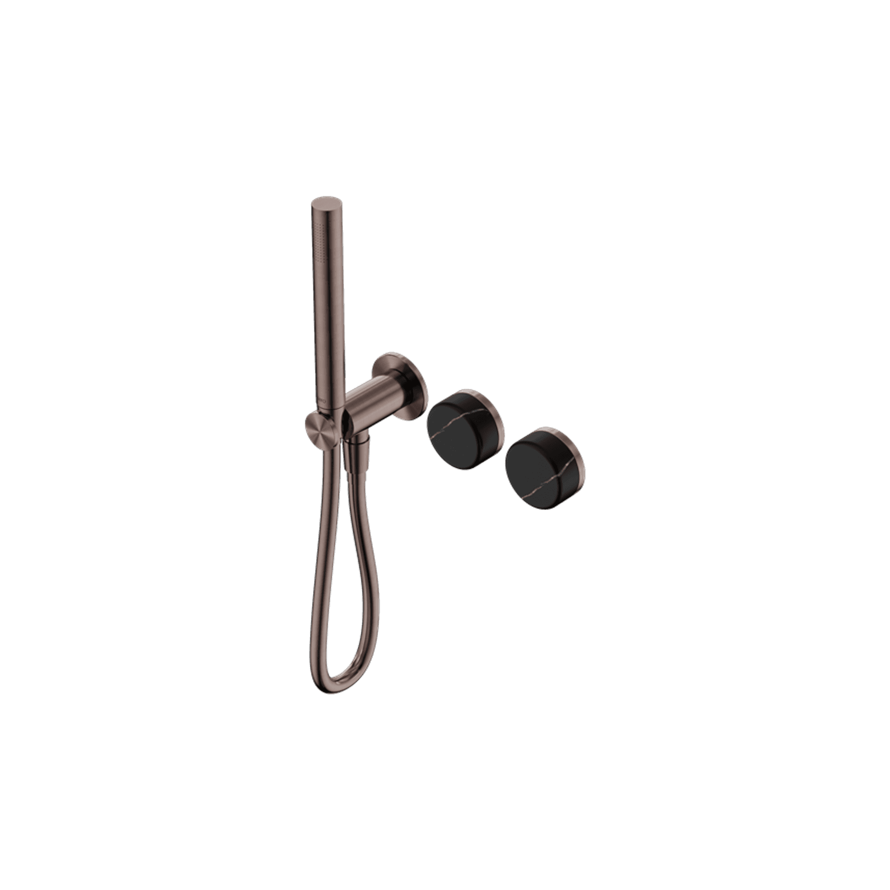 Serenity Shower System Marquina Black Handle And Slim Shower Brushed Bronze