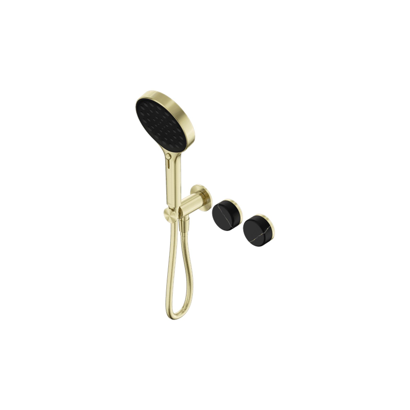 Serenity Shower System Marquina Black Handle And Serenity Hand Shower Brushed Gold