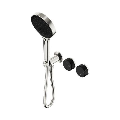 Serenity Shower System Marquina Black Handle And Serenity Hand Shower Brushed Nickel