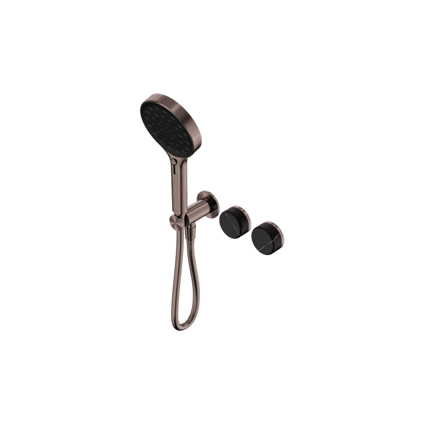 Serenity Shower System Marquina Black Handle And Serenity Hand Shower Brushed Bronze