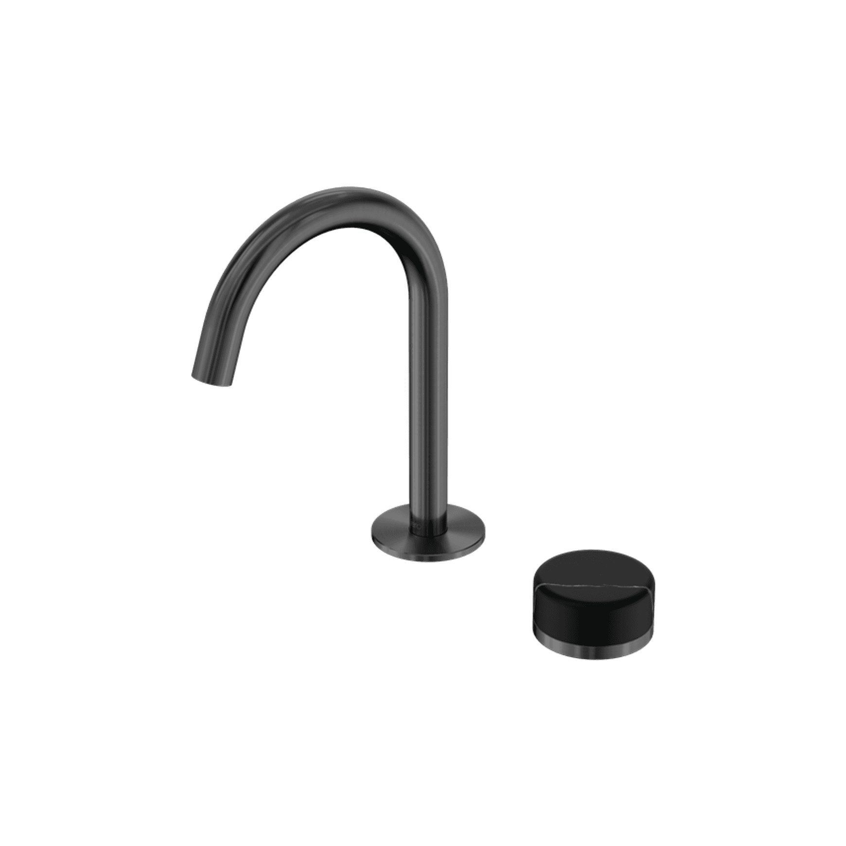 Serenity Basin Mixer Arc Spout Marquina Black Handle Gun Metal