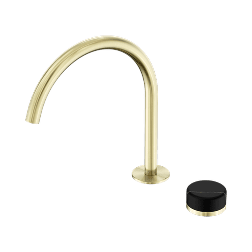 Serenity Bath/Kitchen Mixer Arc Spout Marquina Black Handle Brushed Gold