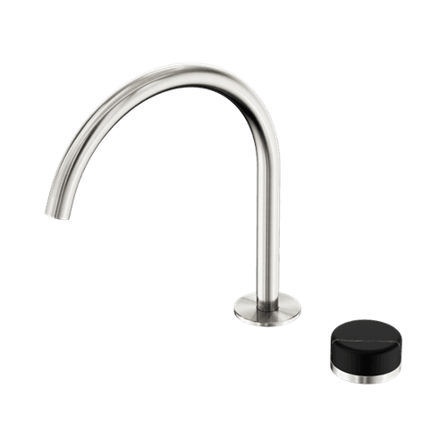 Serenity Bath/Kitchen Mixer Arc Spout Marquina Black Handle Brushed Nickel