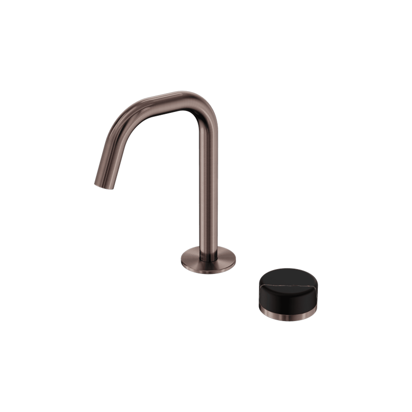 Serenity Basin Mixer Edge Spout Marquina Black Handle Brushed Bronze