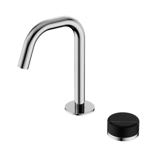 Serenity Basin Mixer Edge Spout Marquina Black Handle Chrome
