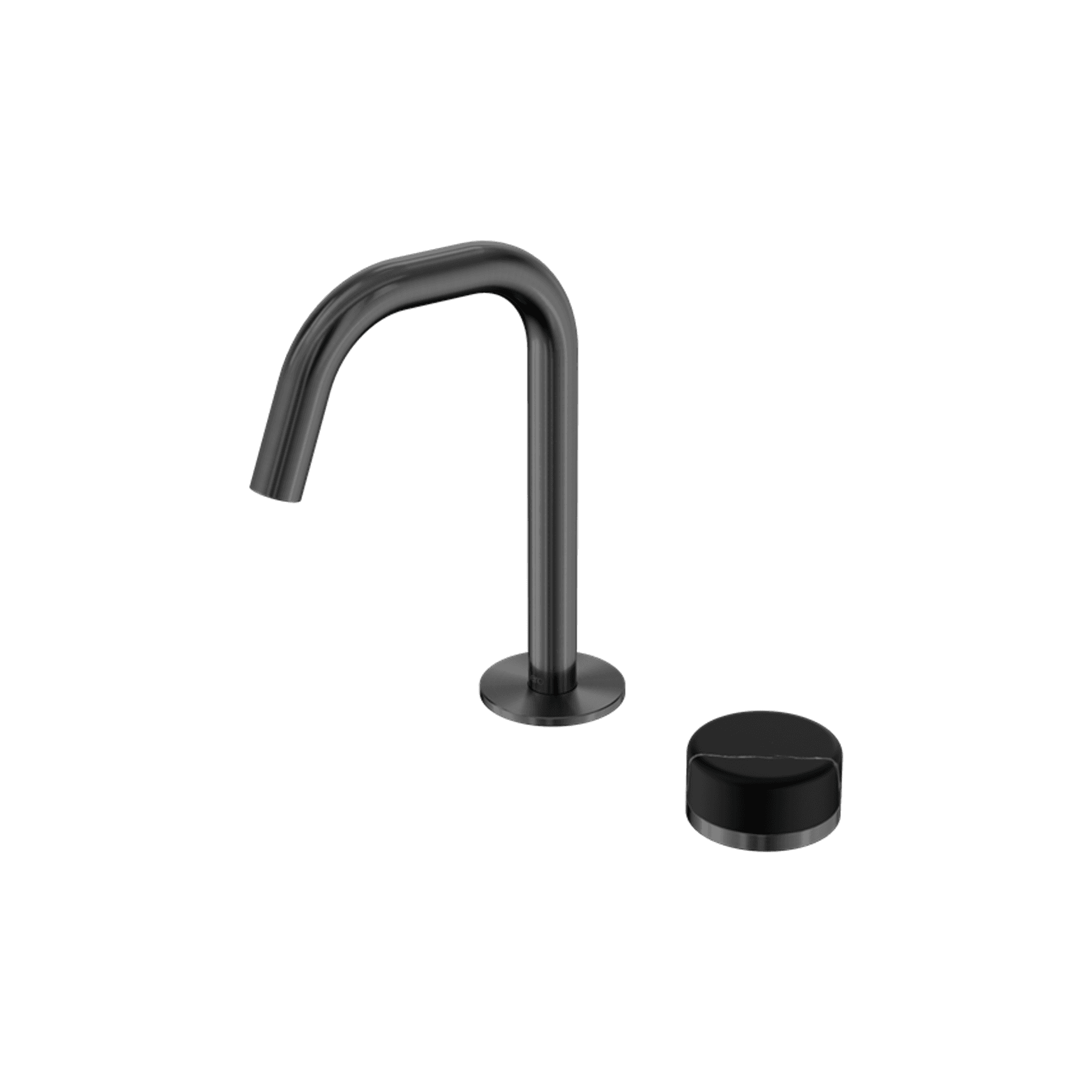 Serenity Basin Mixer Edge Spout Marquina Black Handle Gun Metal