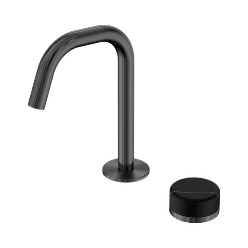Serenity Basin Mixer Edge Spout Marquina Black Handle Gun Metal
