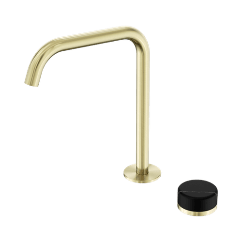 Serenity Bath/Kitchen Mixer Edge Spout Marquina Black Handle Brushed Gold
