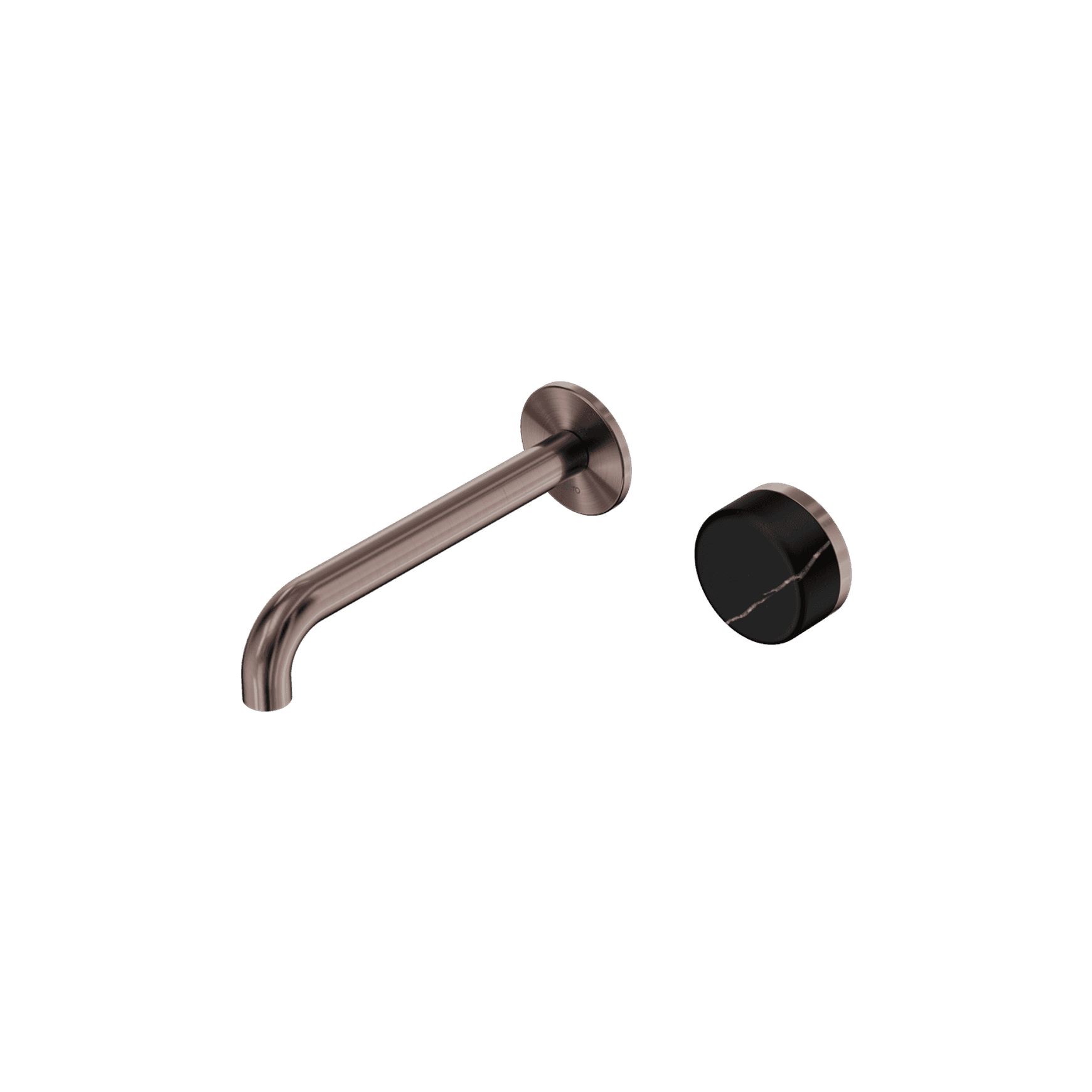 Serenity Wall Basin Mixer 220mm Spout Marquina Black Handle Brushed Bronze