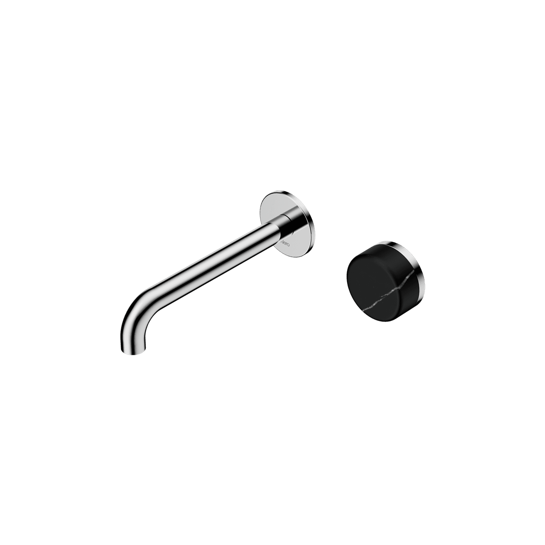 Serenity Wall Basin Mixer 185mm Spout Marquina Black Handle Chrome
