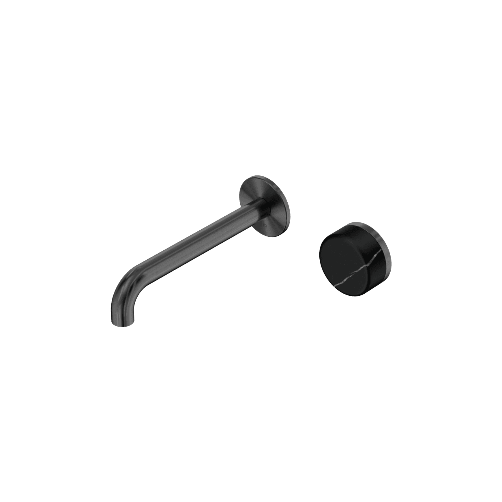 Serenity Wall Basin Mixer 185mm Spout Marquina Black Handle Gun Metal