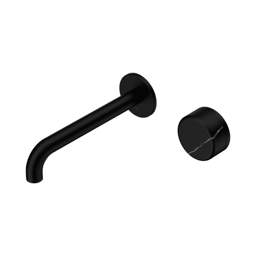 Serenity Wall Basin Mixer 160mm Spout Marquina Black Handle Matte Black