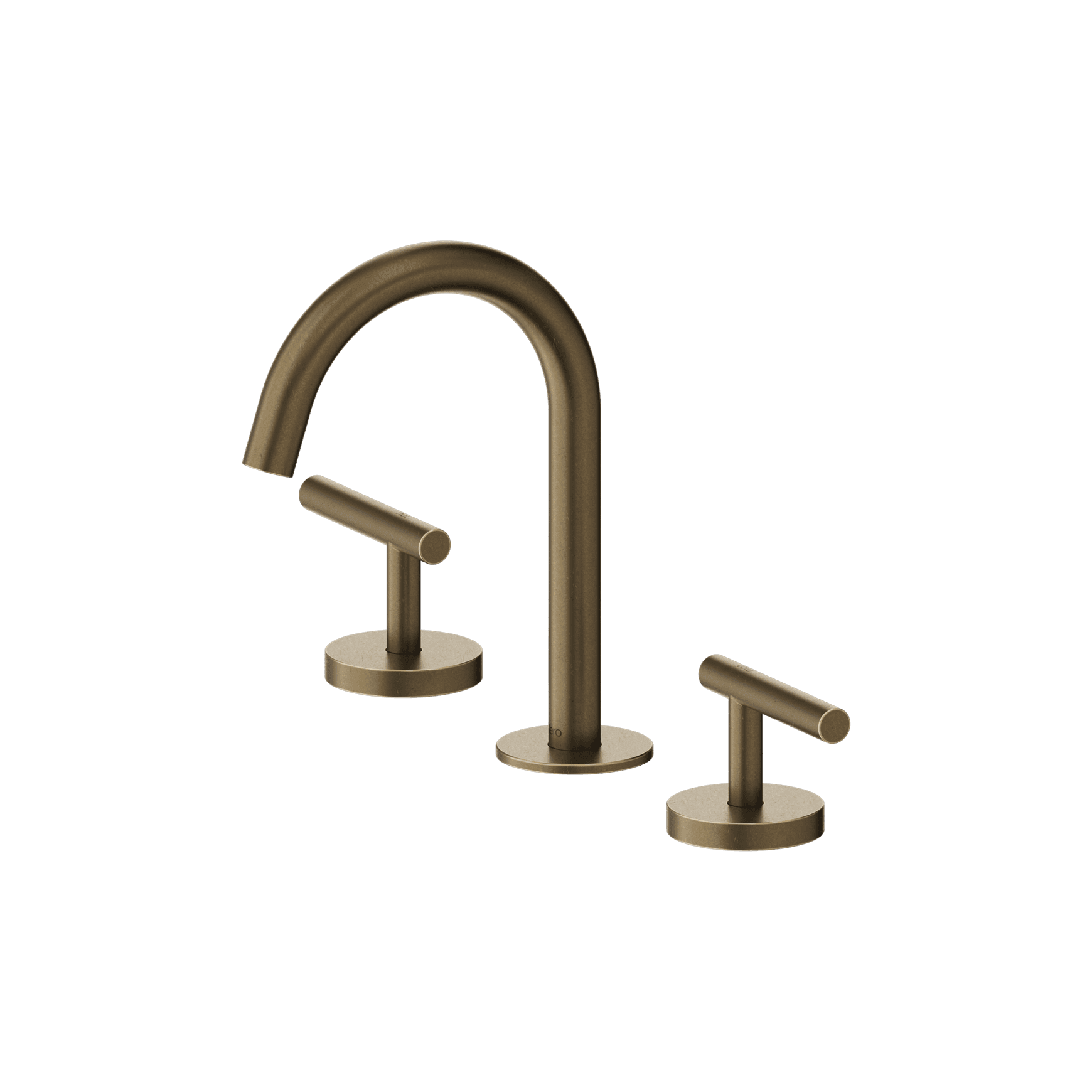 Mecca Lever Basin Set Arc Spout Tumbled Antique Brass