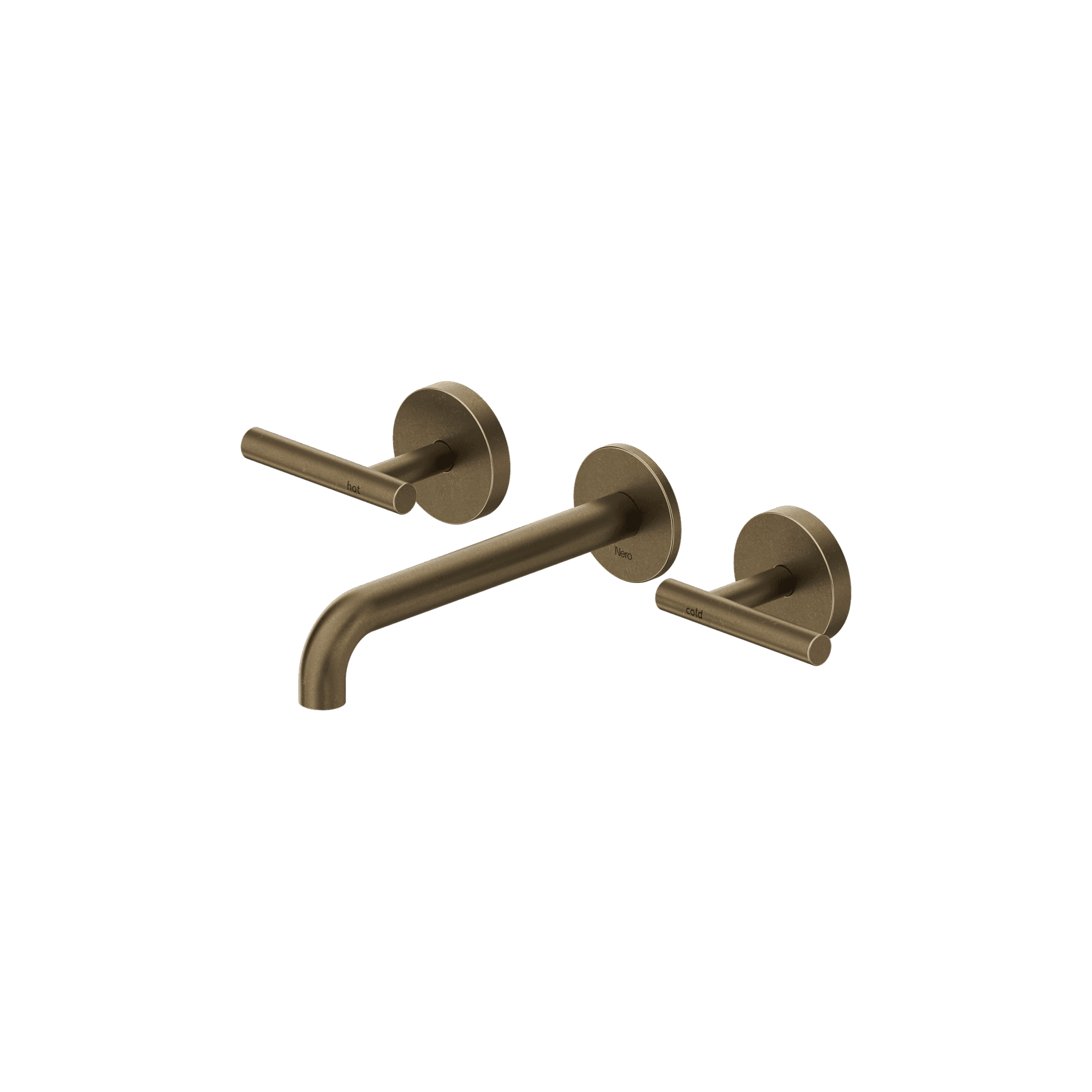 Mecca Lever Wall Basin/Bath Set 185mm Spout Tumbled Antique Brass