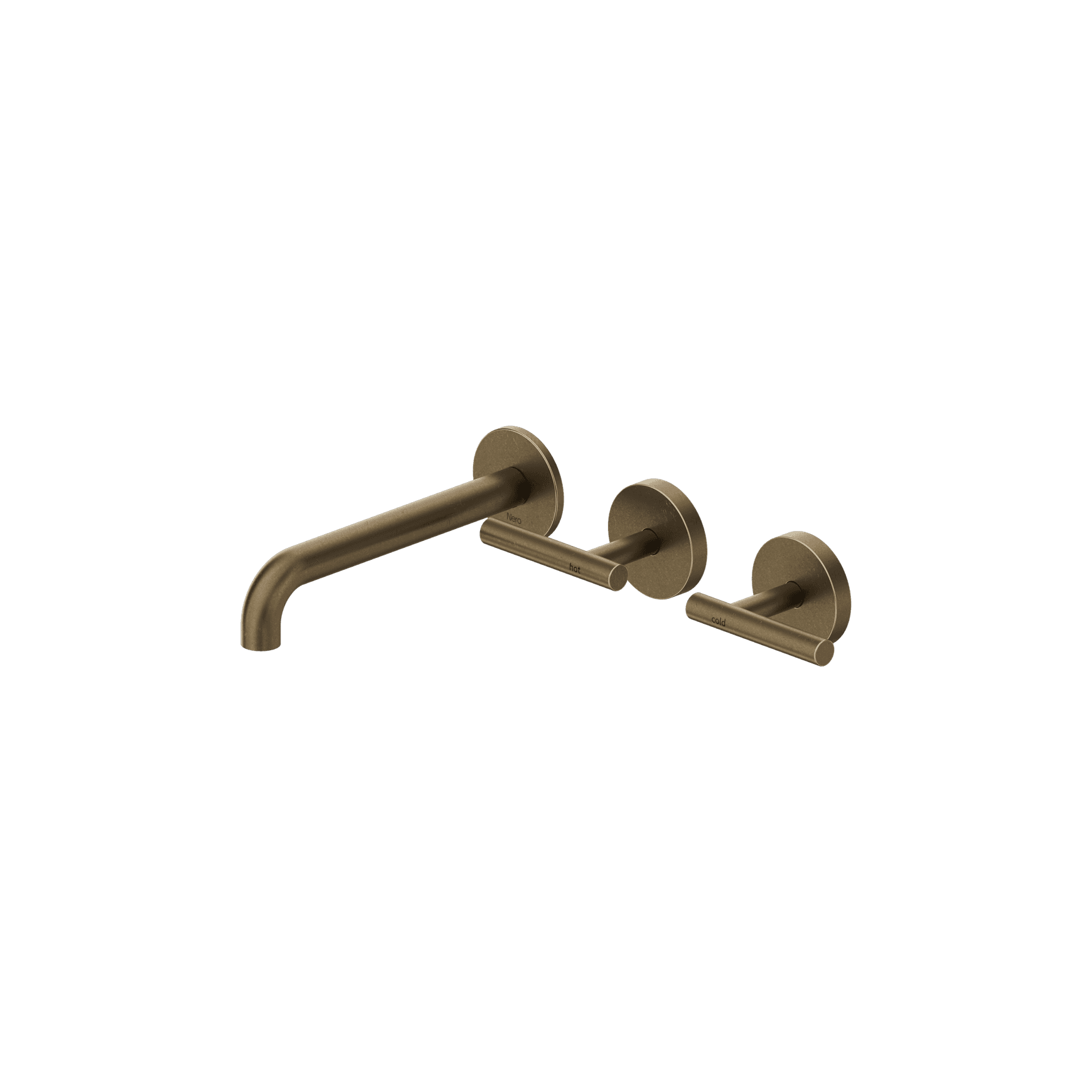 Mecca Lever Wall Basin/Bath Set 185mm Offset Spout Tumbled Antique Brass