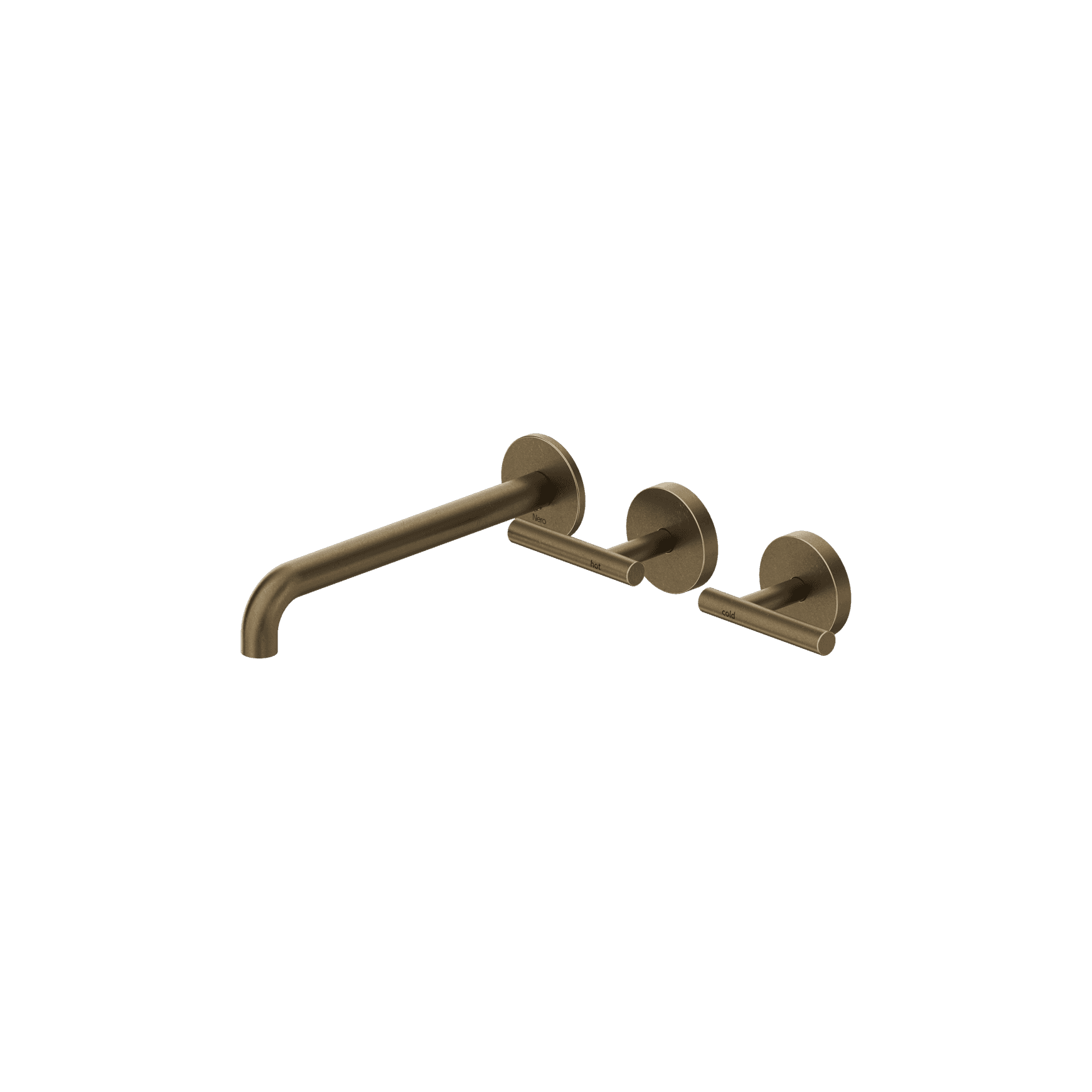 Mecca Lever Wall Basin/Bath Set 220mm Offset Spout Tumbled Antique Brass