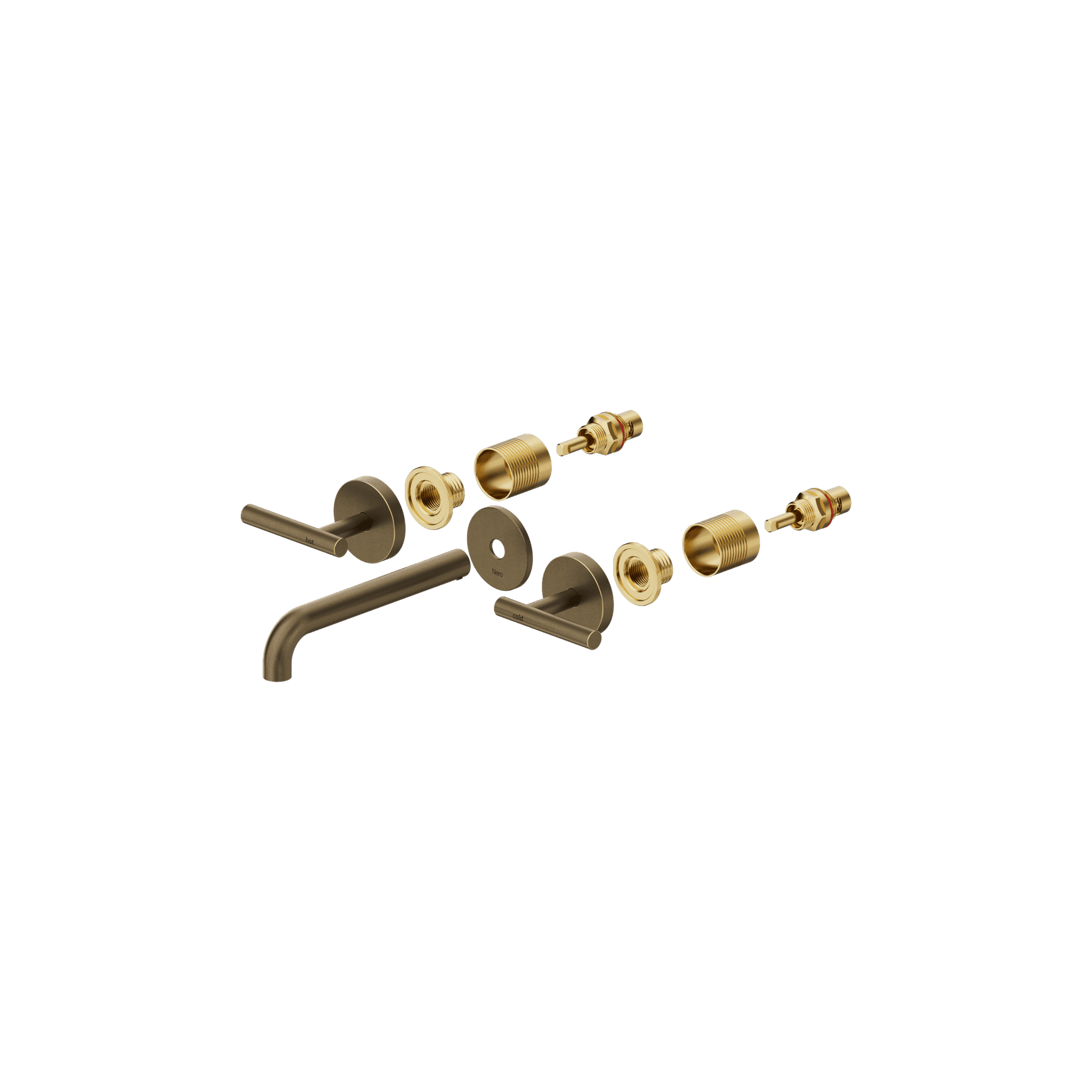 Mecca Lever Wall Basin/Bath Set 185mm Spout Trim Kit Only Tumbled Antique Brass