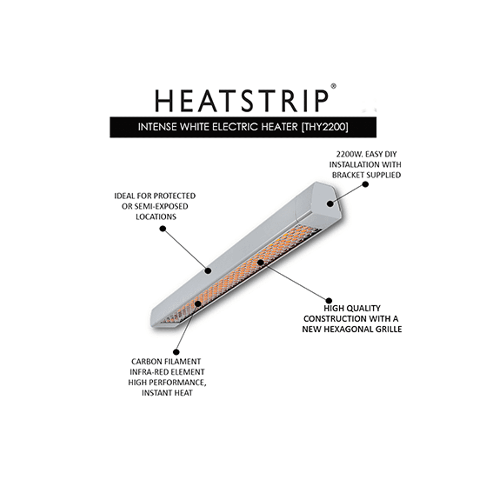 HEATSTRIP Intense Heater White 2200w