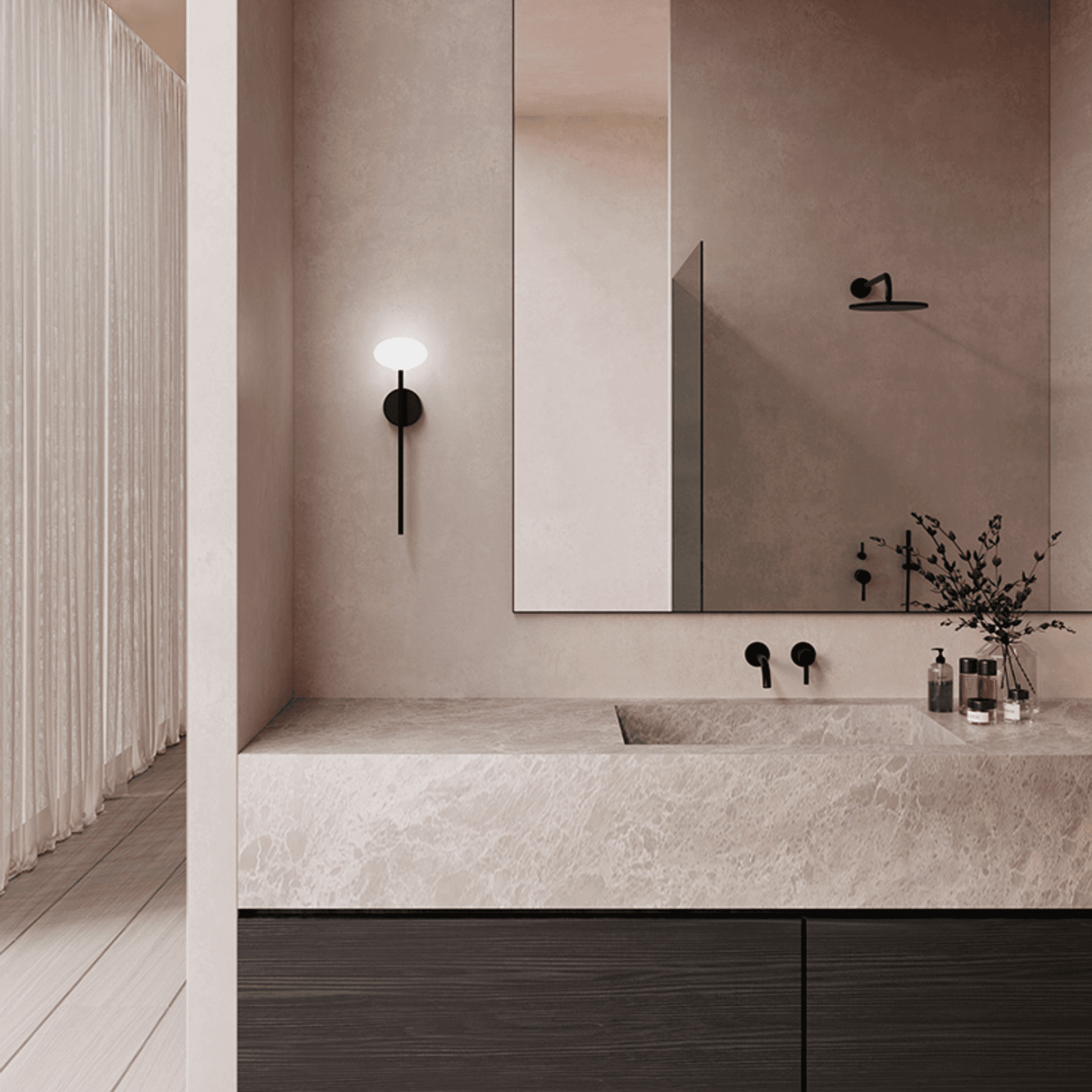 Koko Glass Wall Light in Black