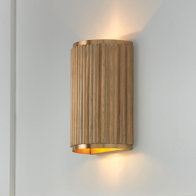 Cody 2 Light Wall Sconce In White Wash & Matte Brass