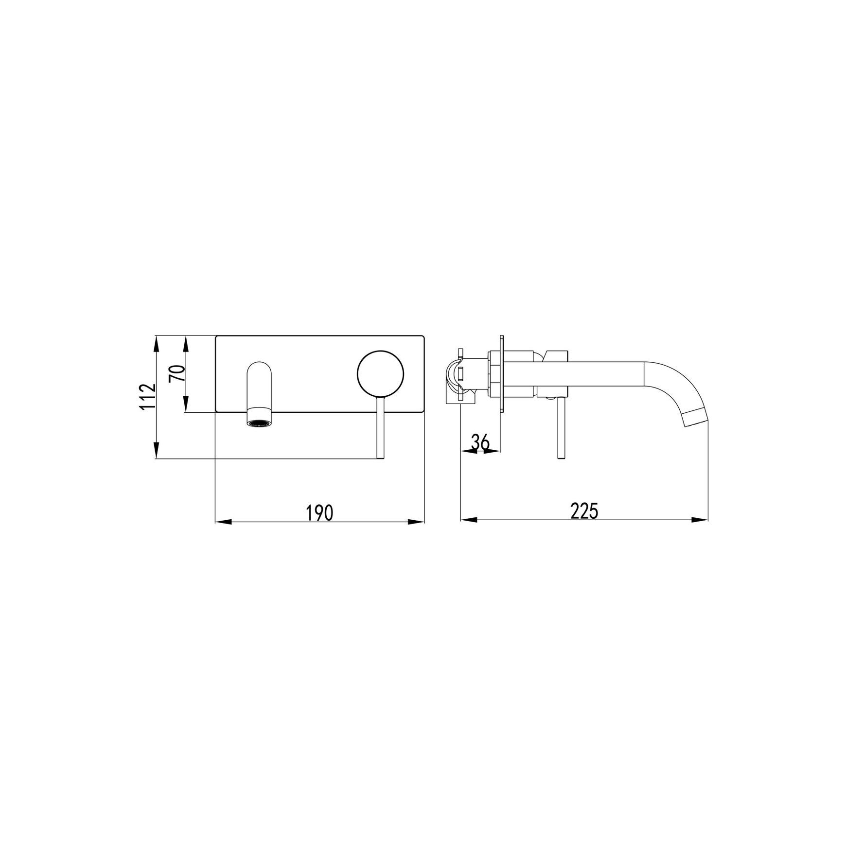 Unika Hali Wall Basin Mixer with Curved Spout