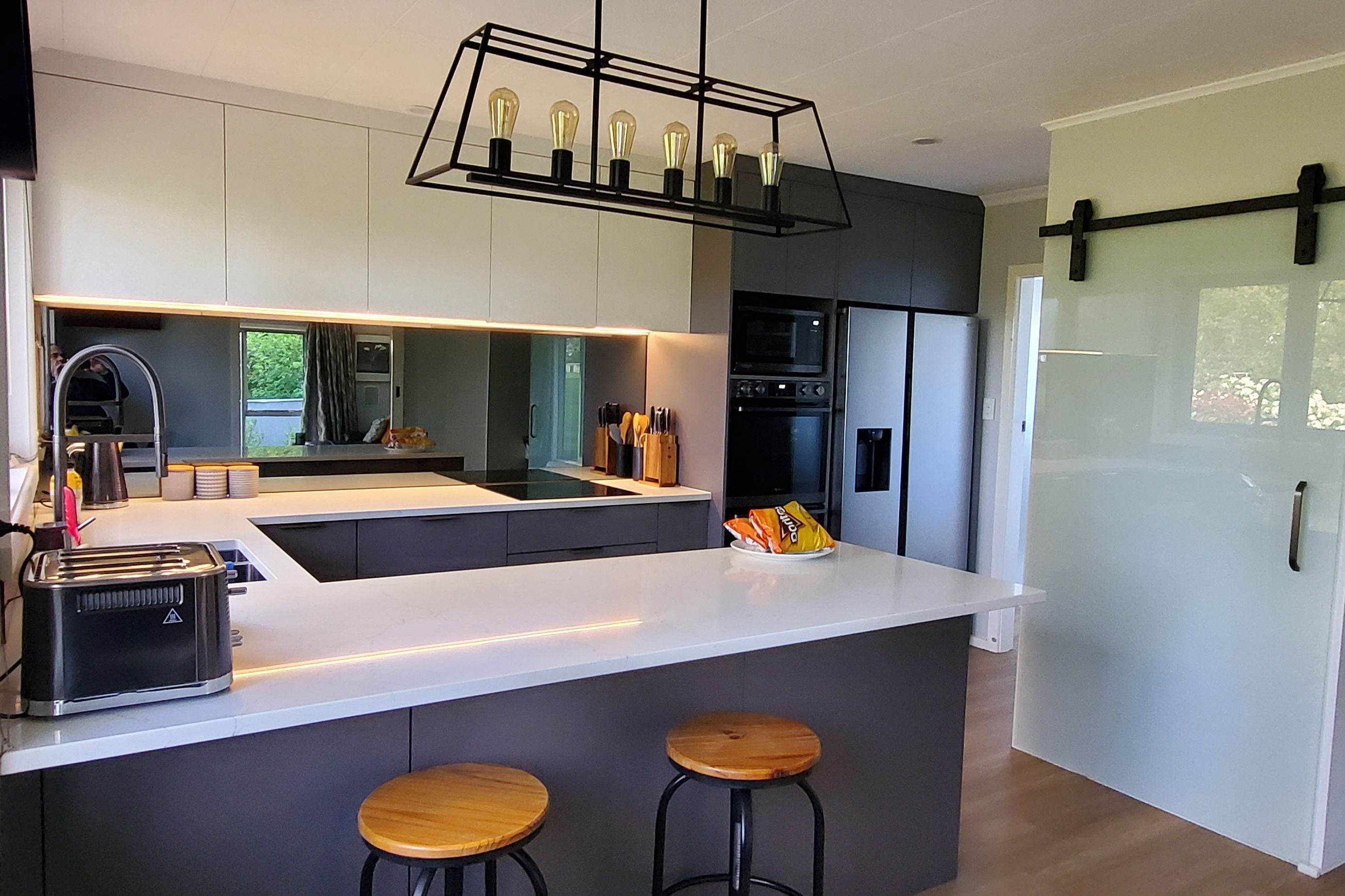 Grey Smokey Mirror Glass Splashback