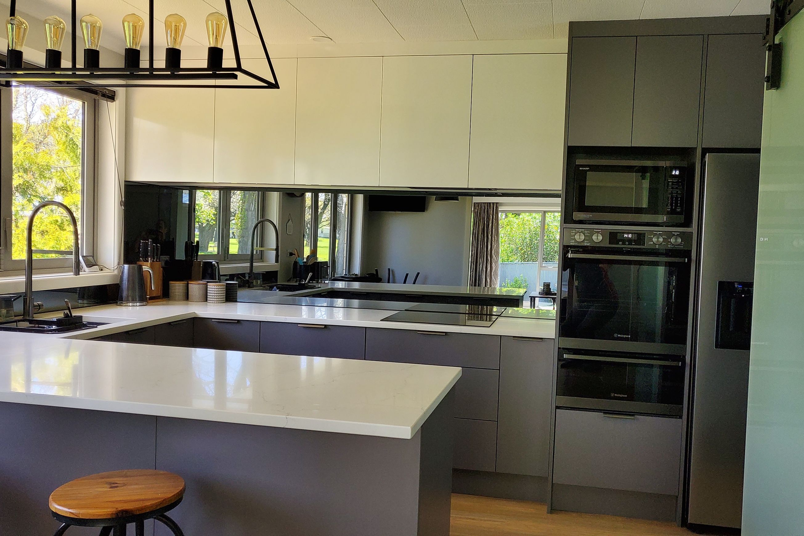Grey Smokey Mirror Glass Splashback