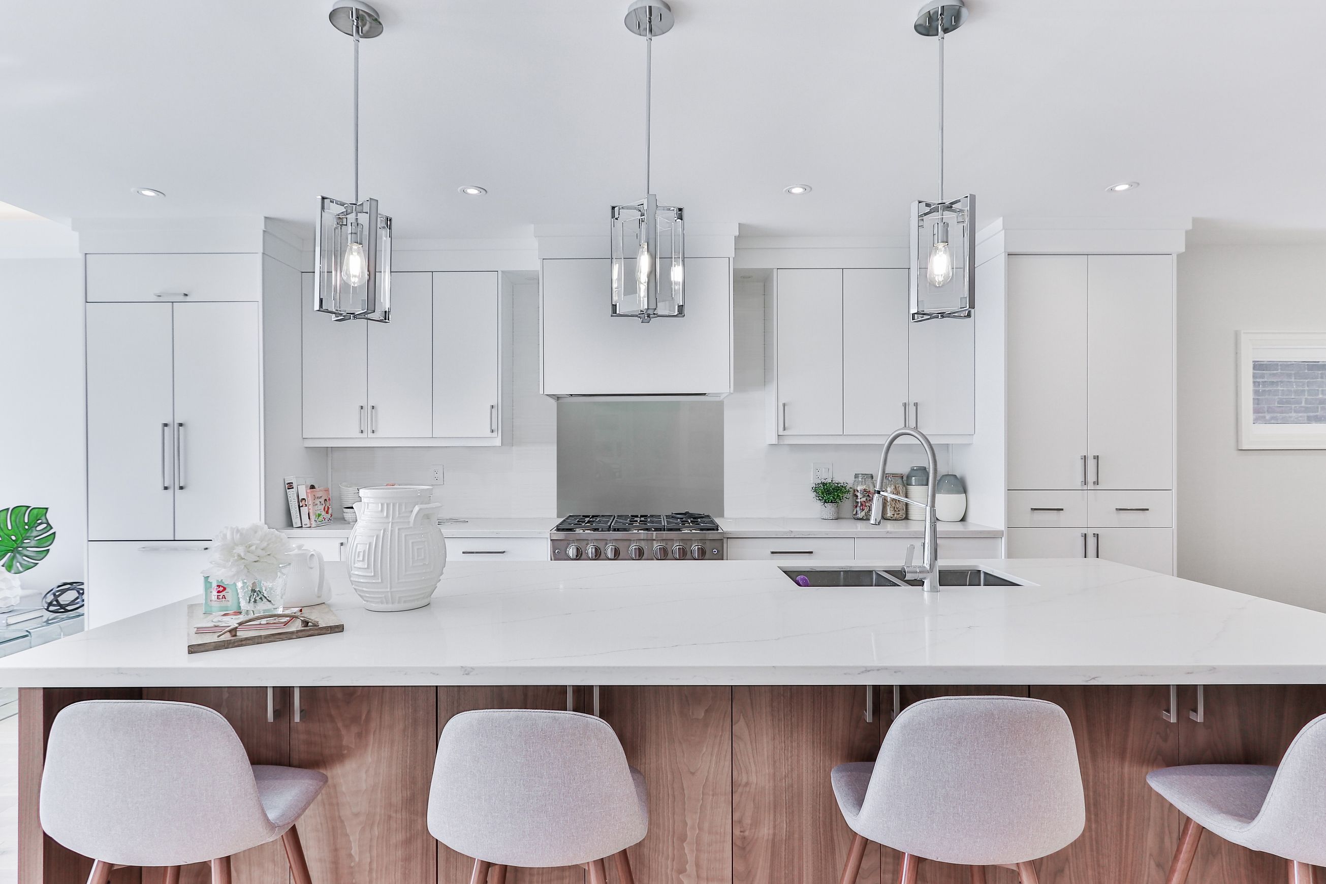 Metallic Grey Glass Splashback