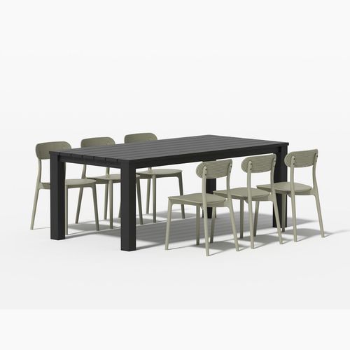 Ficus Table With Abby Chairs 7-Piece Outdoor Dining Set