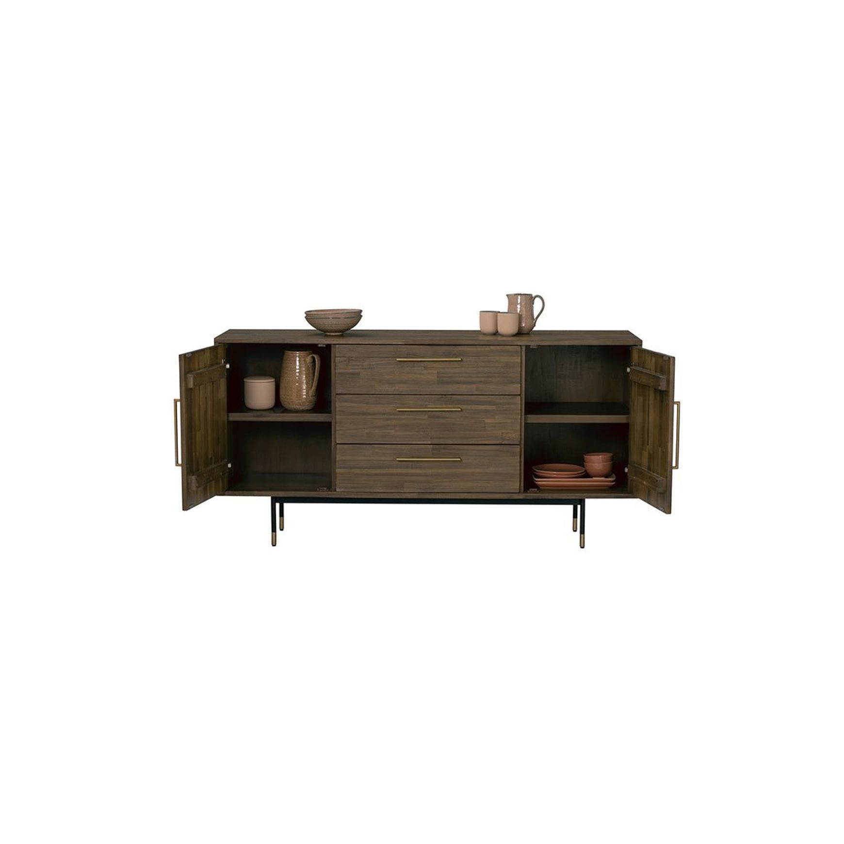 HAMILTON Sideboard Buffet Solid Acacia Wood 160cm - Toffee Colour