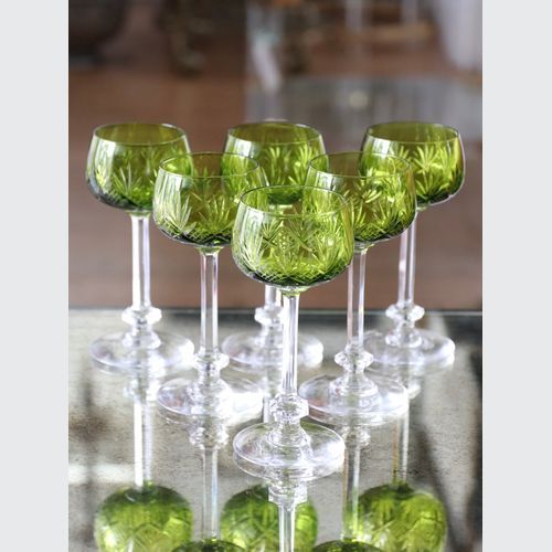 Set of Val St Lambert 'Anvers' Hock Wine Glasses