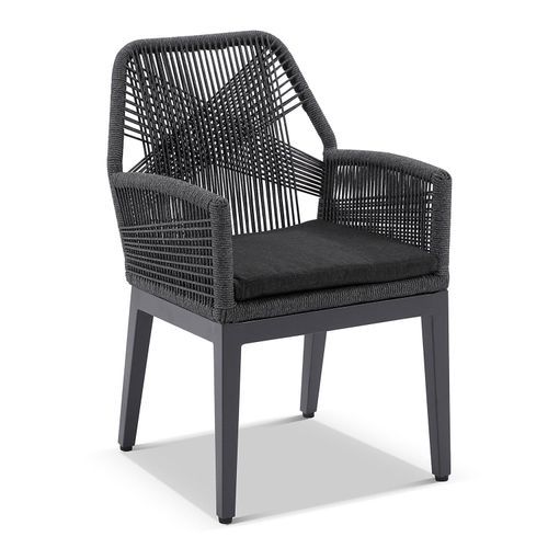 Hugo Outdoor Grey Rope Dining Chair & Charcoal Legs