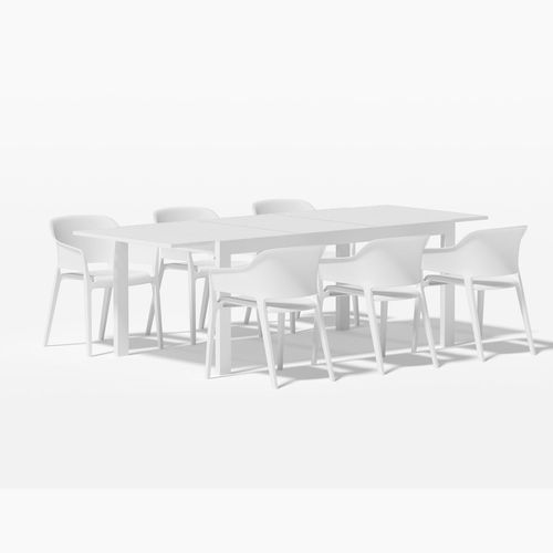 Cumulus Extension Table With Anna Chairs 7-Piece Outdoor Dining Set