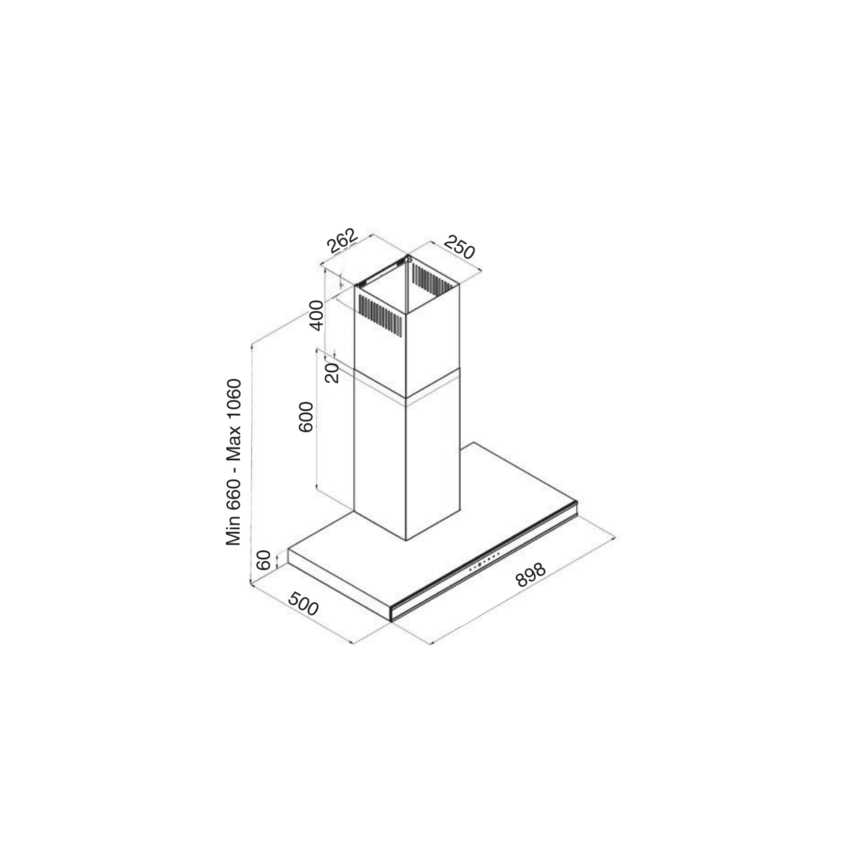 IK71 90cm Stainless Steel Wall Canopy