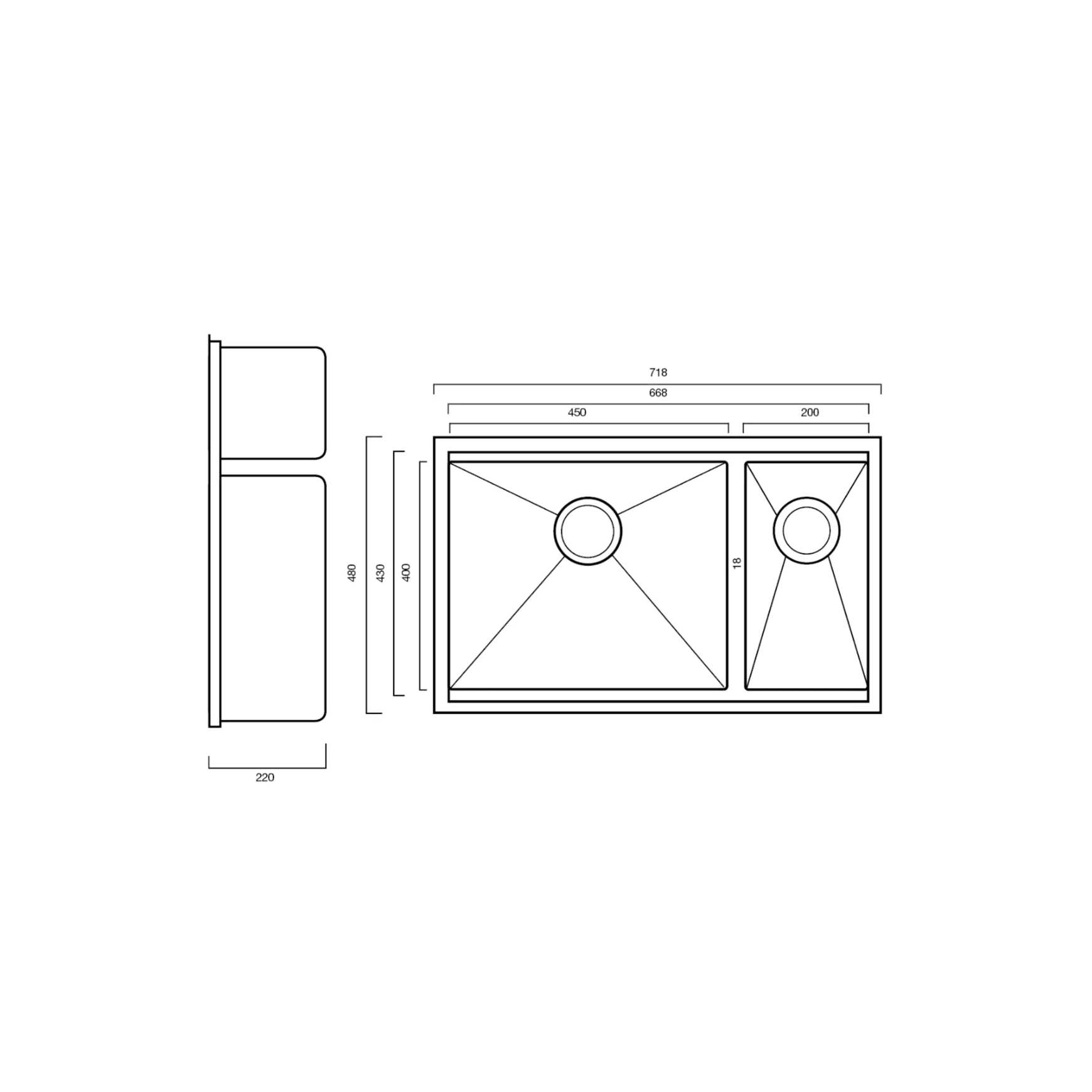 Sink Station 450 x 200 | 450 x 400 + 200 x 400