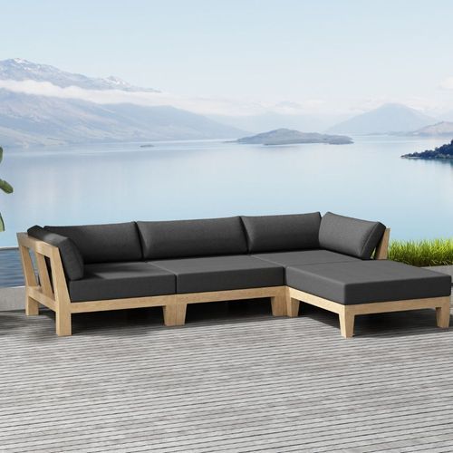 Newport Teak Outdoor Sofa With Ottoman- 4 Seat
