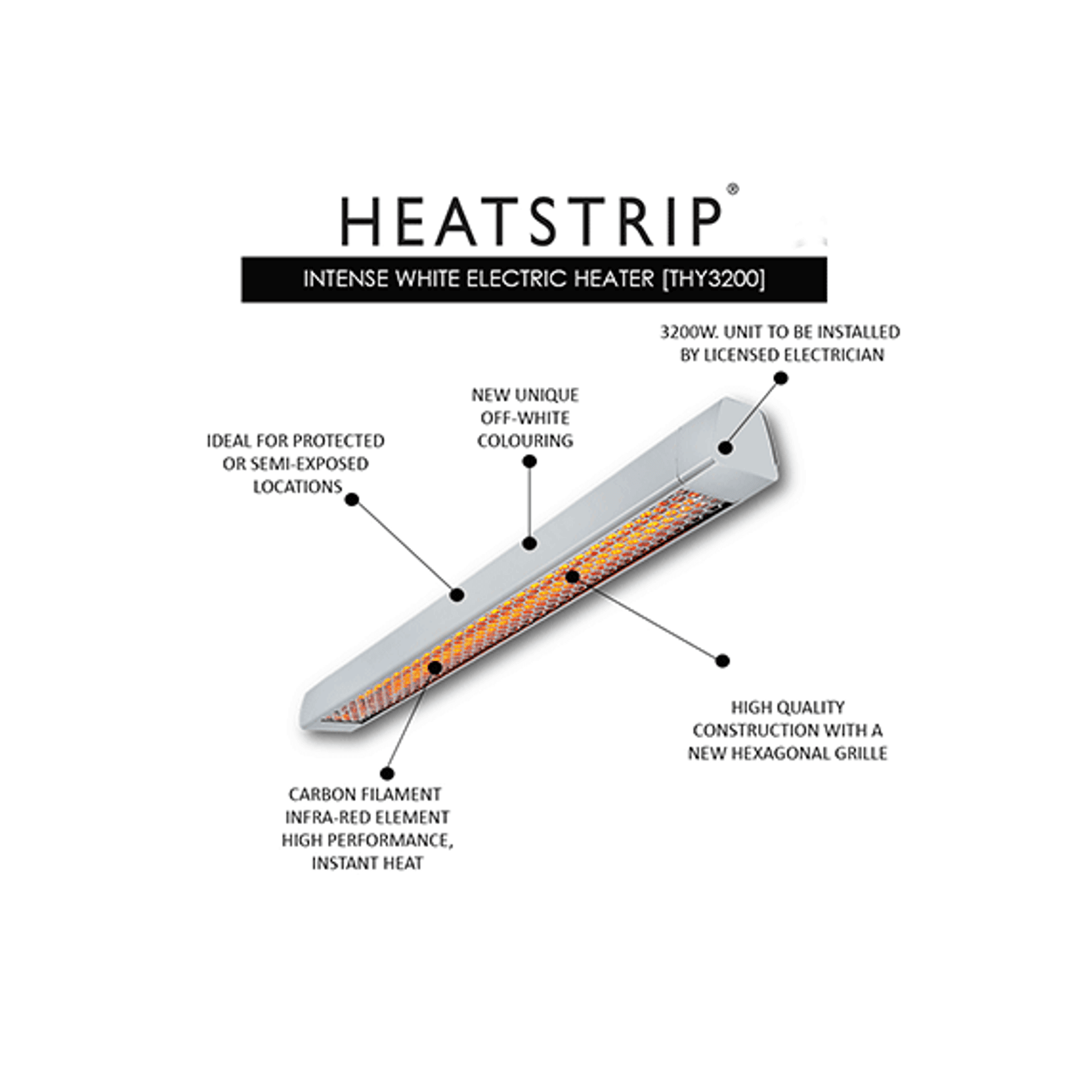 HEATSTRIP Intense Heater White 3200w