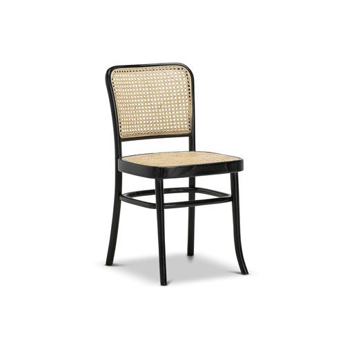 Prague Solid Teak Bentwood Cane Dining Chair | Black & Natural | Set of 2