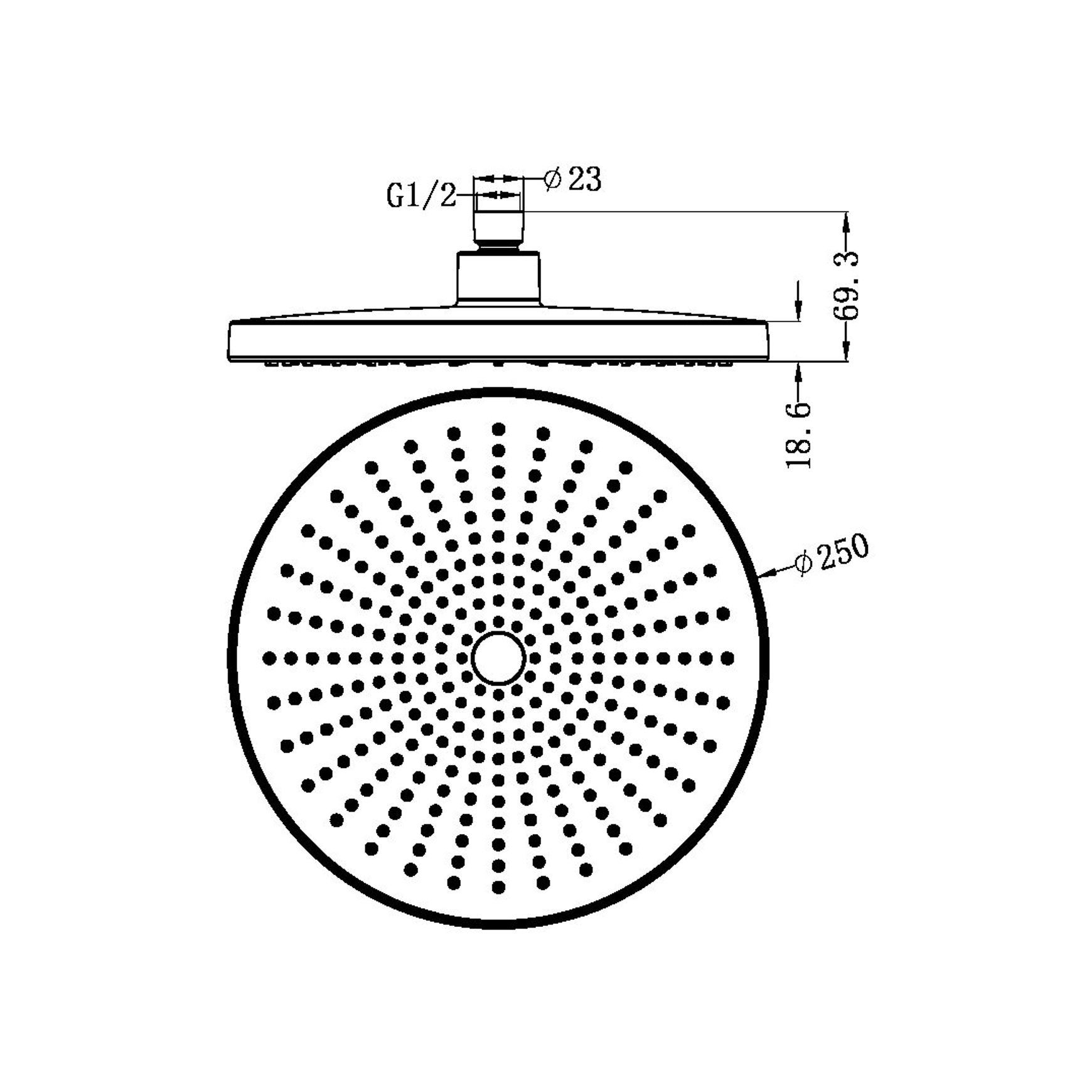 Opal 250mm Shower Head Graphite