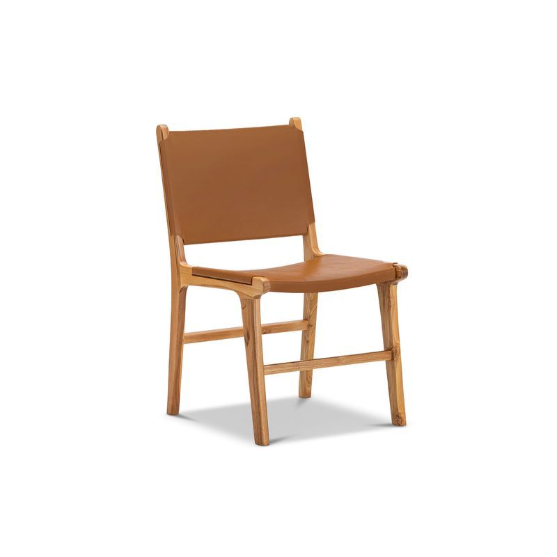 Casey Set of 2 Flat Leather Dining Chair | Coco Tan
