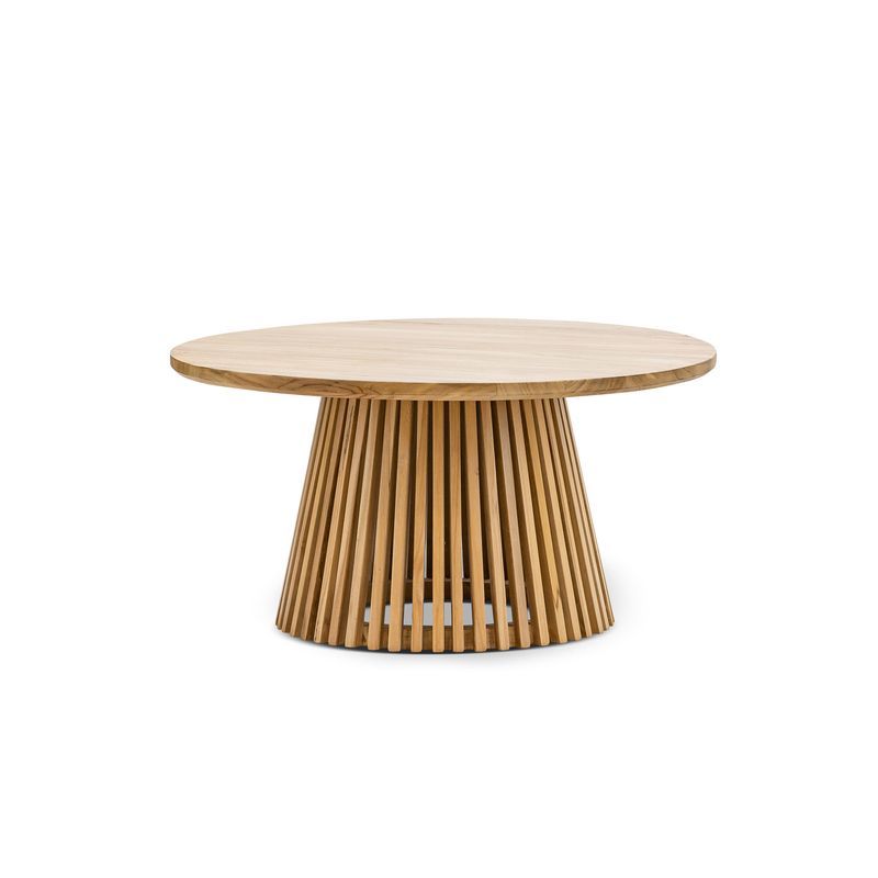 Pedie 80cm Round Slat Coffee Table | Natural Teak