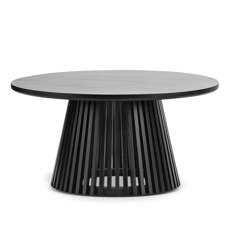 Pedie 80cm Round Slat Coffee Table | Black Teak
