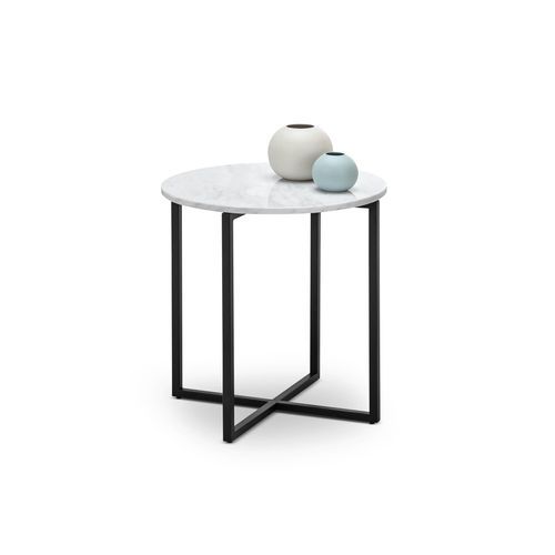 Ellie Marble Round Side Table | White & Black