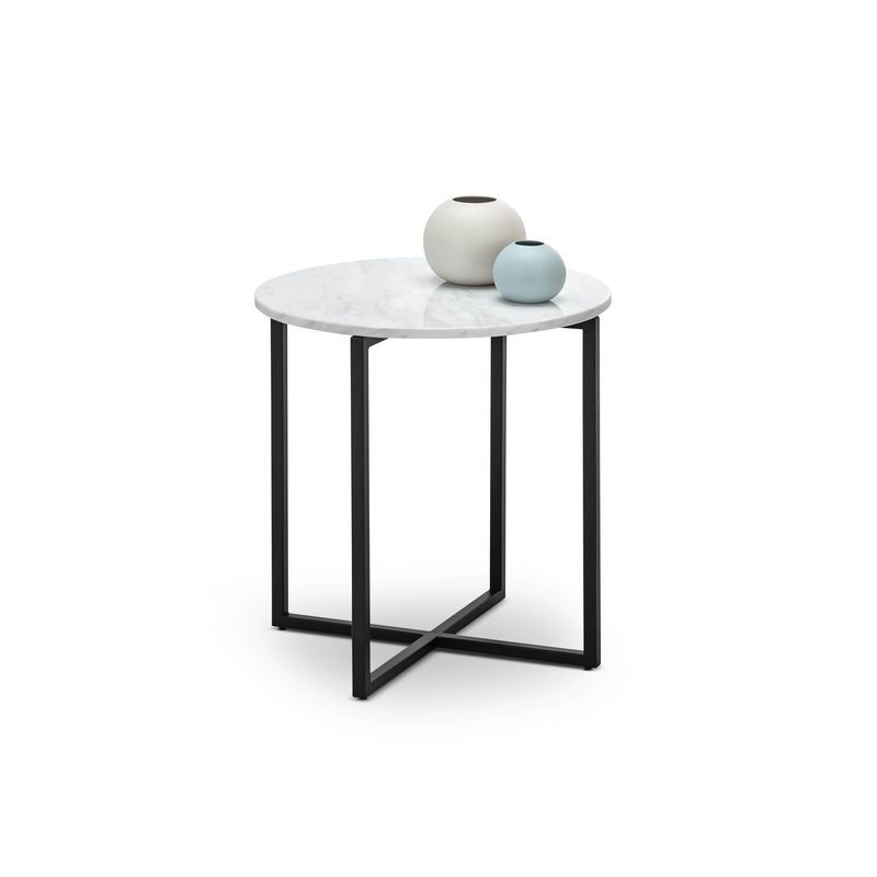 Ellie Marble Round Side Table | White & Black