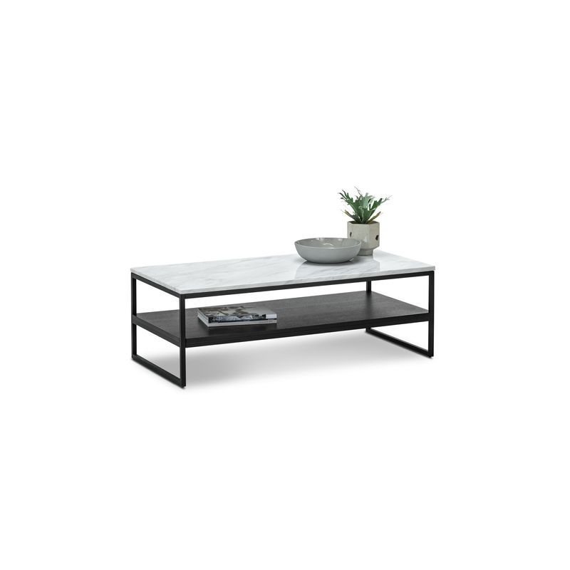 Ebonie White Marble Rectangular Coffee Table | Black