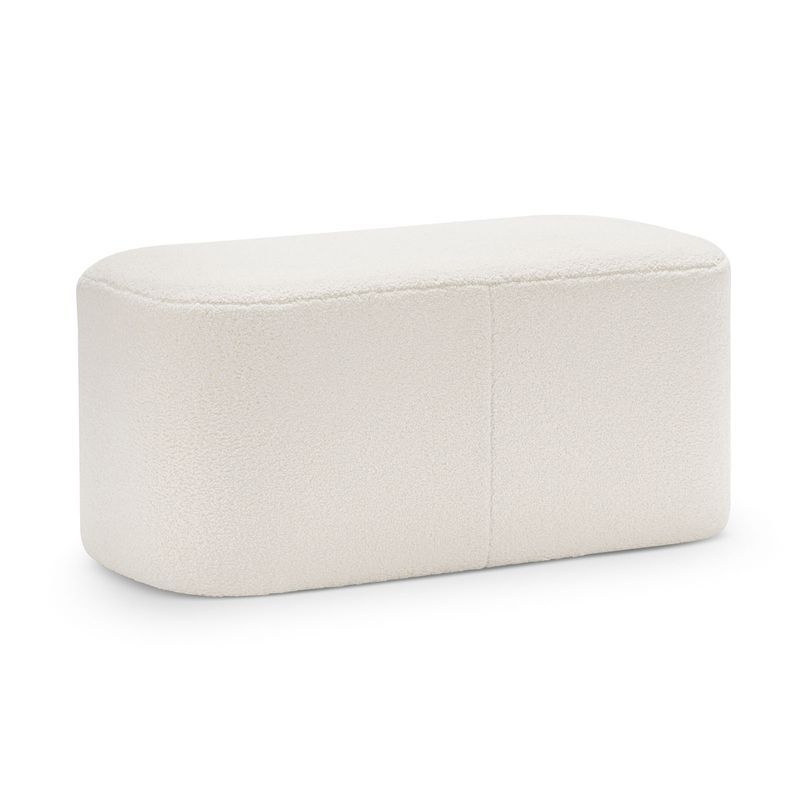 Podd Rectangle Ottoman Bench Stool | Cream Bouclé