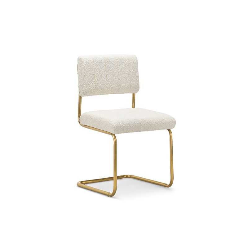 Myah Cantilever Dining Chair | Cream Bouclé & Gold