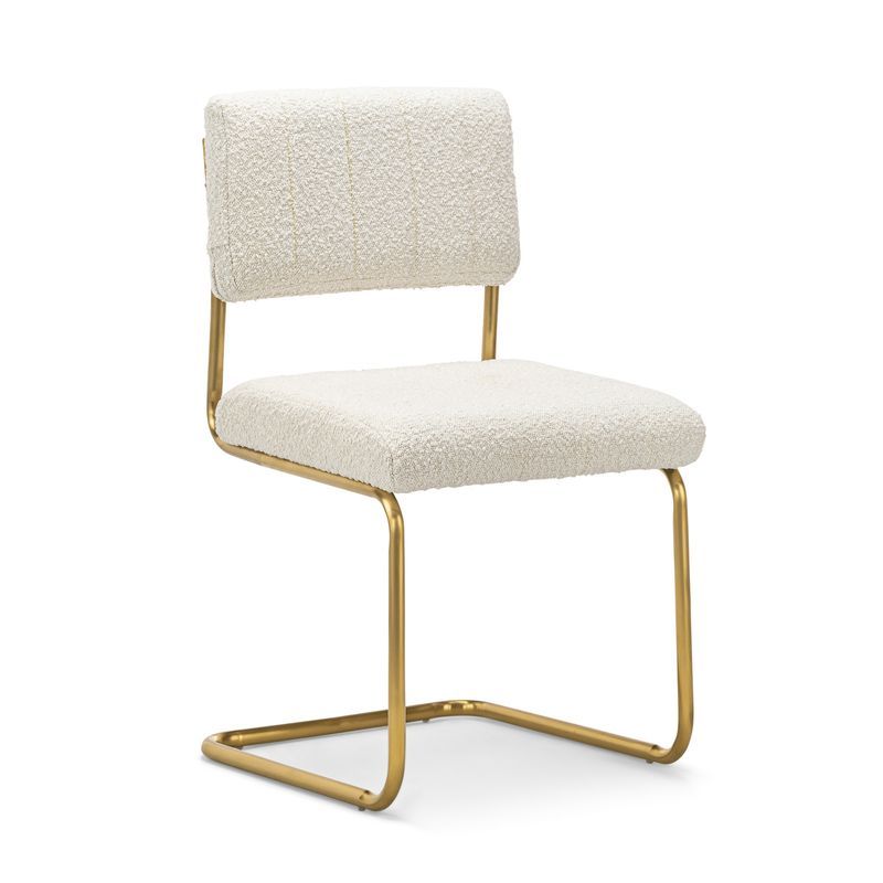 Myah Cantilever Dining Chair | Cream Bouclé & Gold